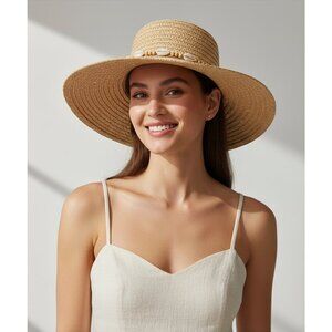 Panama Jack Sea Shell Wide Brim Sun Hat Cream Women One Size
